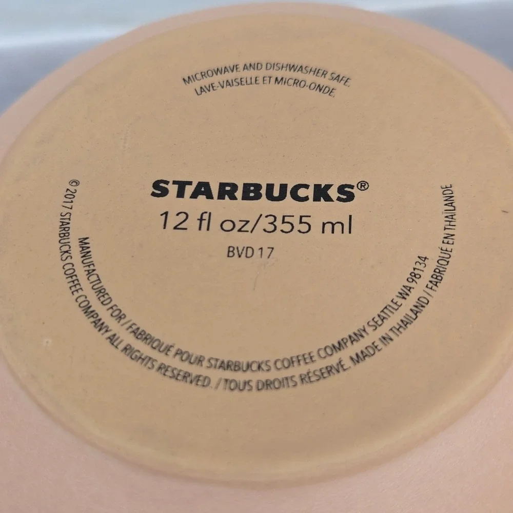 Starbucks 2018 Pink & Orange Speckled Terracotta Coffee Mug, 12oz Tri-Color Logo - Picture 12 of 15